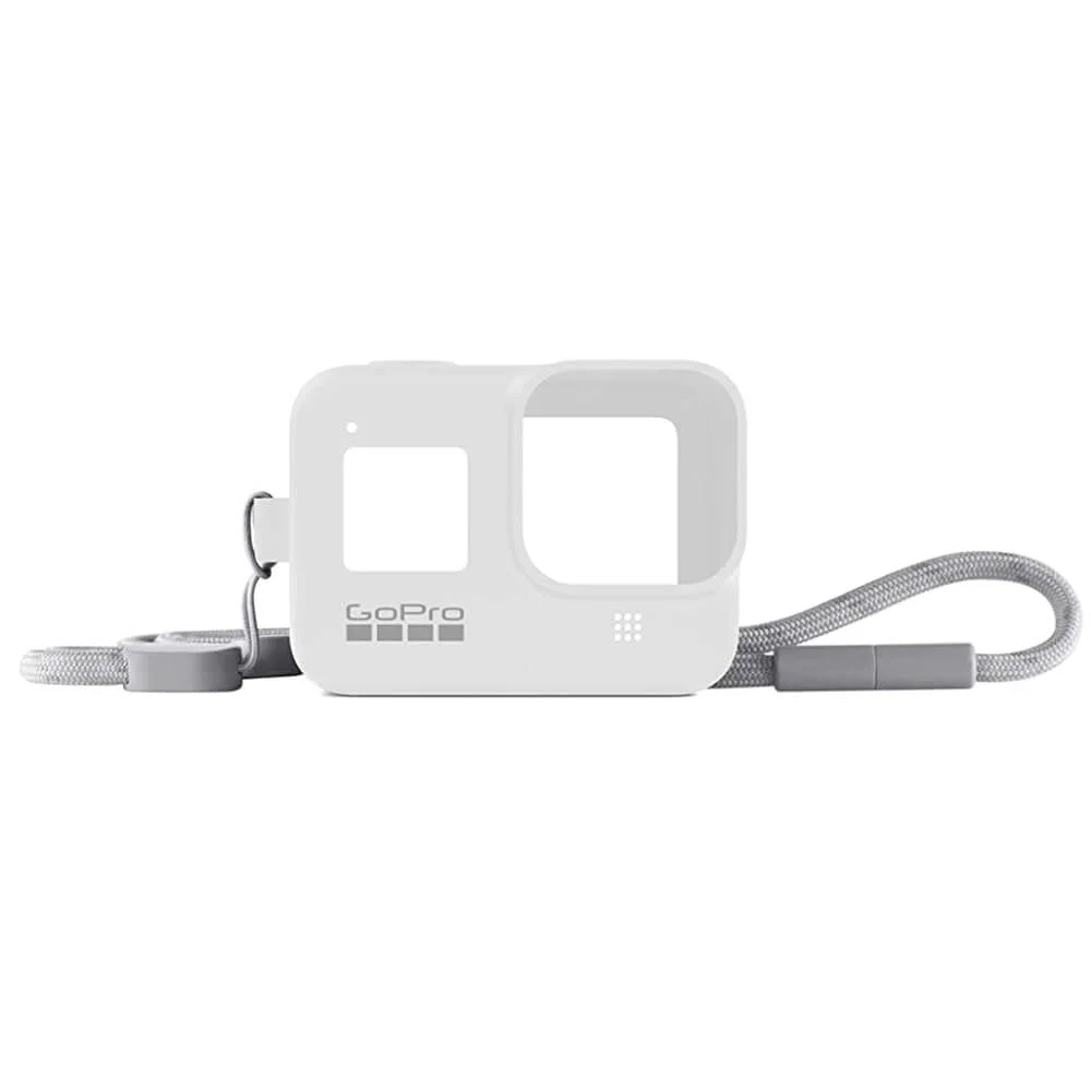 Capa Silicone Gopro Hero 8 + Cordão Ajustável - Sleeve + Lanyard Cor Branco