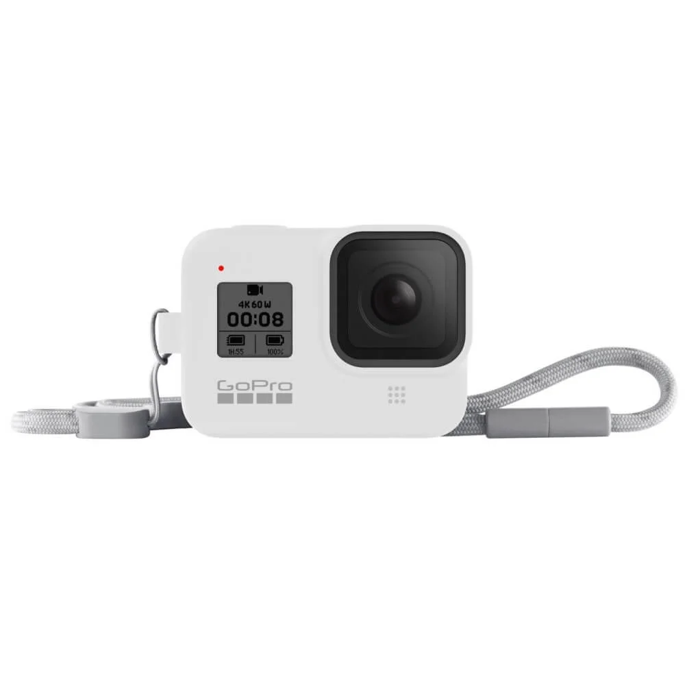 Capa Silicone Gopro Hero 8 + Cordão Ajustável - Sleeve + Lanyard Cor Branco