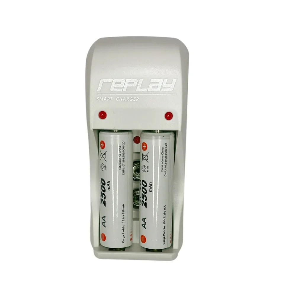 Carregador De Pilhas Replay, Com 2 Pilhas, Aa, 2500mah Aa/aaa, Bateria 03o134