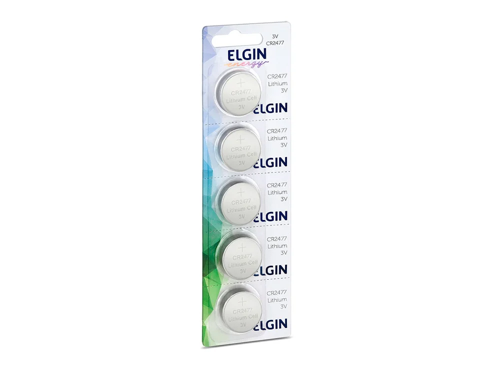Bateria Litio CR2477, Blister Com 5 Unidades, Elgin - 82306 Bateria Litio CR2477, Blister Com 5 Unidades, Elgin - 82306