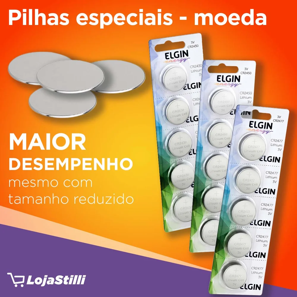 Bateria Litio CR2477, Blister Com 5 Unidades, Elgin - 82306 Bateria Litio CR2477, Blister Com 5 Unidades, Elgin - 82306
