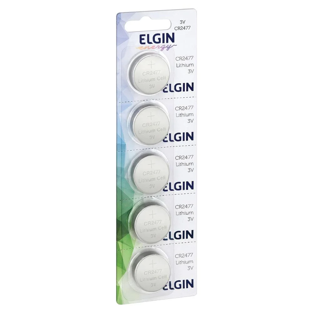 Bateria Litio CR2477, Blister Com 5 Unidades, Elgin - 82306 Bateria Litio CR2477, Blister Com 5 Unidades, Elgin - 82306
