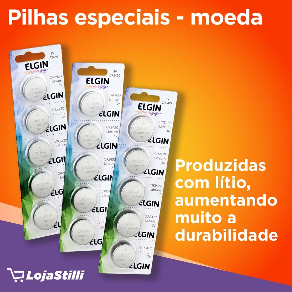 Bateria Litio CR2477, Blister Com 5 Unidades, Elgin - 82306 Bateria Litio CR2477, Blister Com 5 Unidades, Elgin - 82306