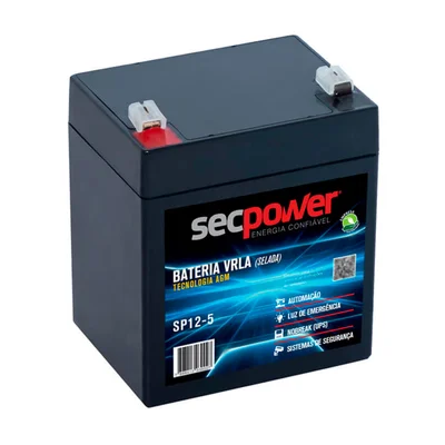Bateria Selada P/ Nobreak Sec Power, 12v/5ah, Chumbo-ácida Agm-vrla - Sp12-5