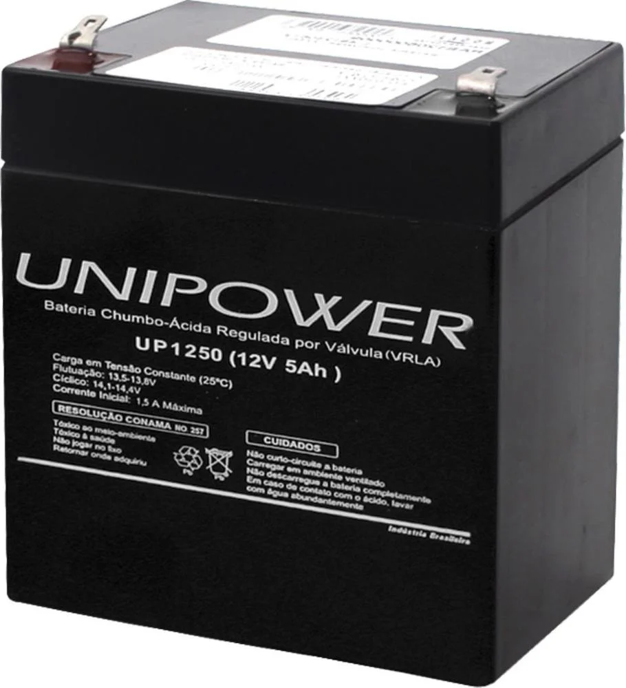 Imagem 2 de 5 do produto Bateria Unipower Para Nobreak, Up1250-06c013, F187, 12v, 5.0ah.