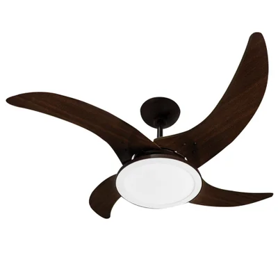Ventilador Led Carvalho Marrom Café 4 Pás 110v