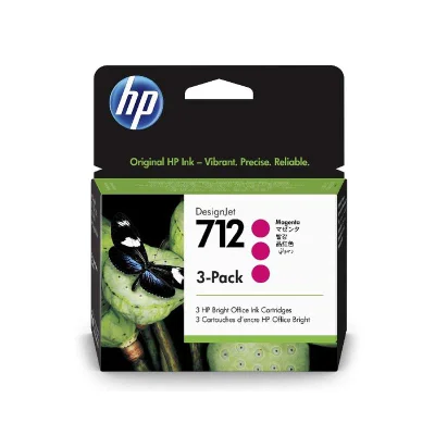 Cartucho De Tinta HP 712 Magenta, Pluk, 29Ml, 3 Unidades - 3ED78A