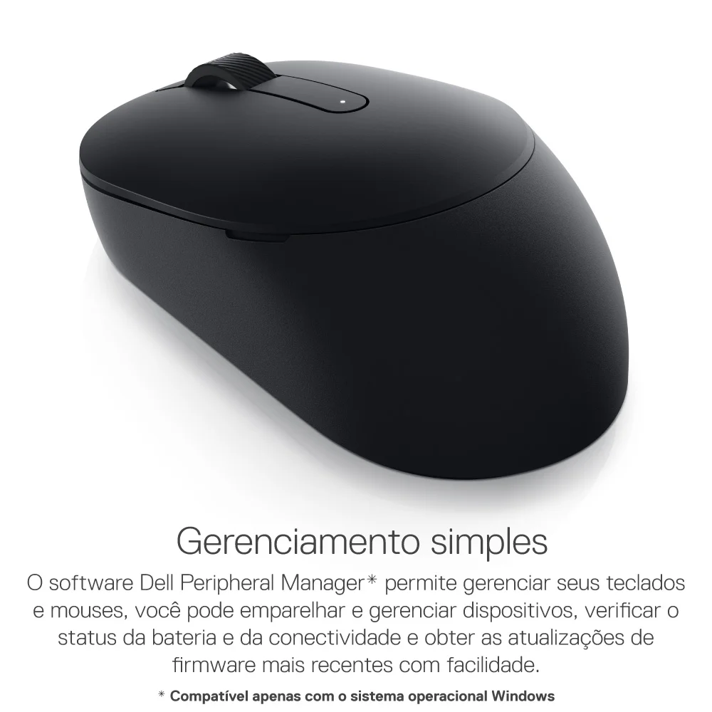Imagem 2 de 5 do produto Mouse, Sem Fio, Dell, Ms3320w - 1600dpi - Bluetooth Ou Receptor Usb