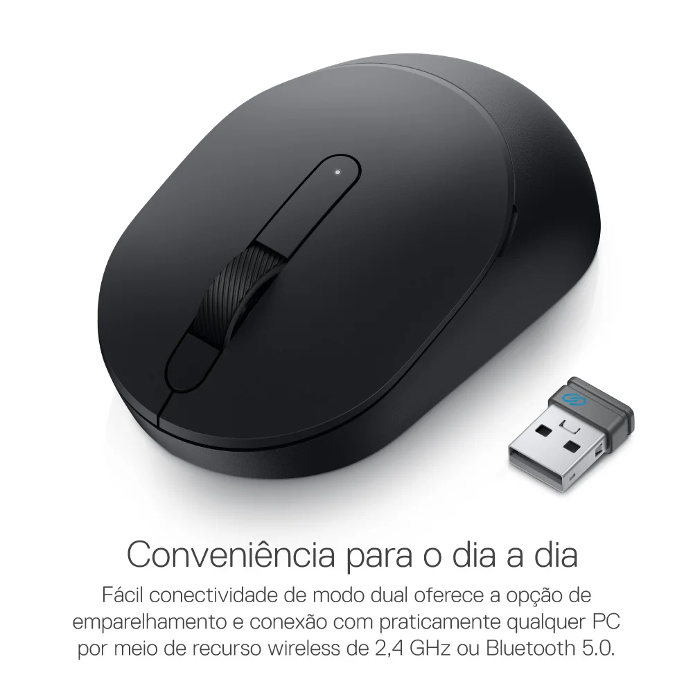 Imagem 3 de 5 do produto Mouse, Sem Fio, Dell, Ms3320w - 1600dpi - Bluetooth Ou Receptor Usb