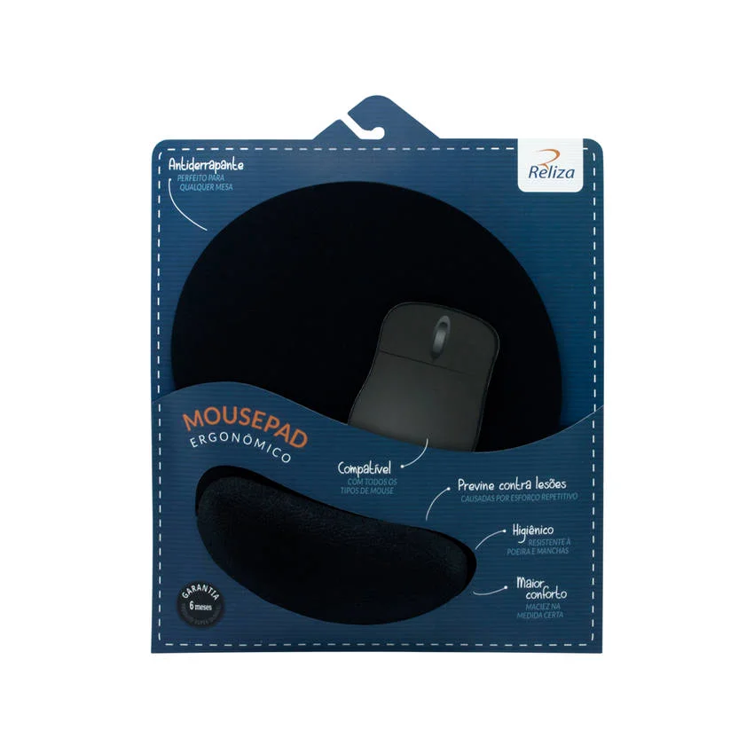 Mousepad Ergônomico Reliza - Base Antiderrapante