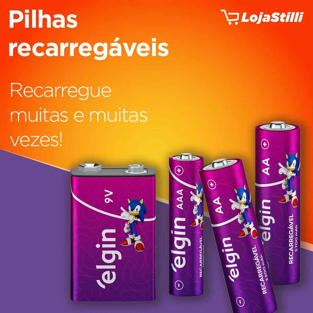 Pilha Recarregável AAA Elgin Ni-MH -900mAh, Blister Com 4 Unidades - 82169