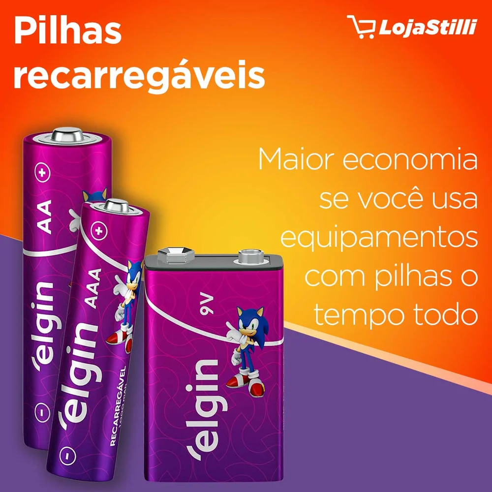 Pilha Recarregável AAA Elgin Ni-MH -900mAh, Blister Com 4 Unidades - 82169