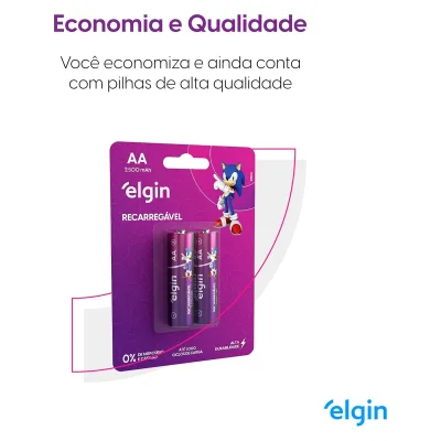 Pilha Recarregável AA Elgin, 2 Unidades, 2500 mAh - 82172 — foto 2