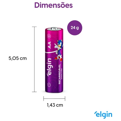 Pilha Recarregável AA Elgin, 2 Unidades, 2500 mAh - 82172 — foto 4