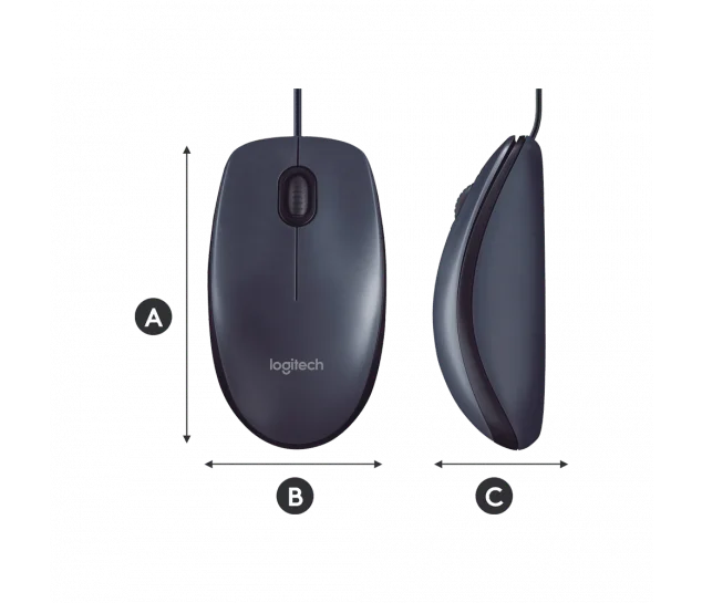 Imagem 2 de 4 do produto Mouse com Fio Logitech, USB, Para Pc Notebook Optico, Preto - M90