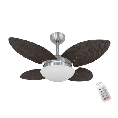 Ventilador De Teto Volare Escovado Vr28 Mini Petalo Palmae Tabaco e Controle Remoto 62634 - 127V