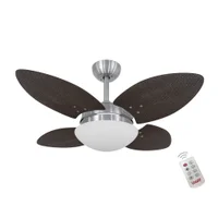 Ventilador De Teto Volare Escovado Vr28 Mini Petalo Palmae Tabaco e Controle Remoto 62634 - 127V