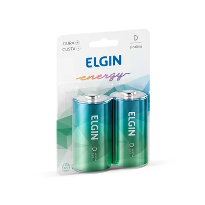 Pilha Alcalina Elgin, Tipo-D LR20, Blister C/2 - 82157