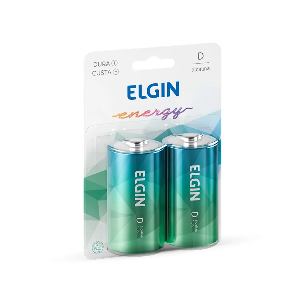 Pilha Alcalina Elgin, Tipo-D LR20, Blister C/2 - 82157 Pilha Alcalina Elgin, Tipo-D LR20, Blister C/2 - 82157