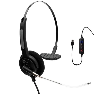 Headset TopUse Htu-310, Com Microfone, USB, Monoauricular, Com Cancelador De Ruído