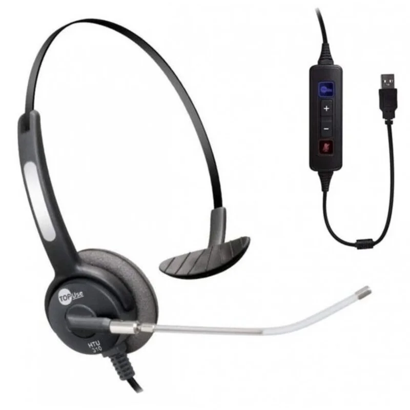 Imagem 2 de 4 do produto Headset TopUse Htu-310, Com Microfone, USB, Monoauricular, Com Cancelador De Ruído