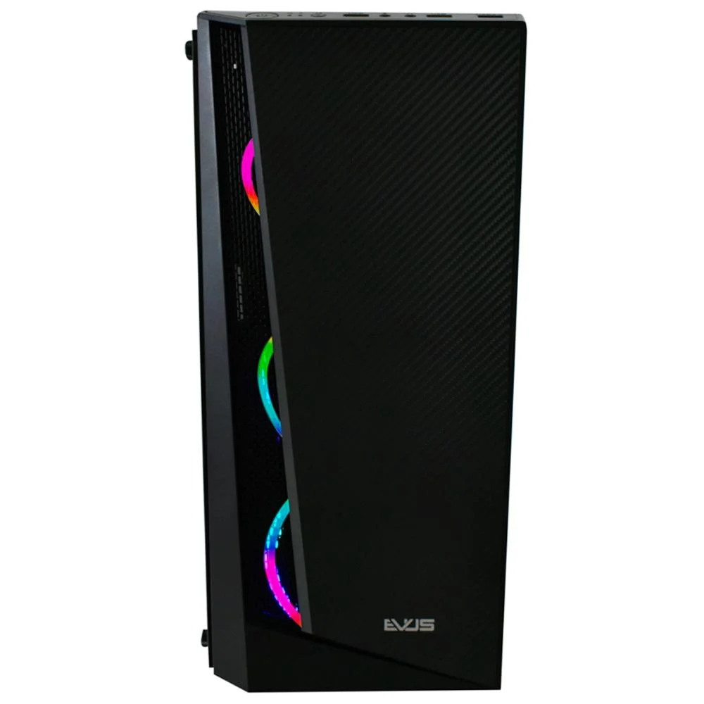 Gabinete Gamer, Evus, Ev-g15, Lateral Em Vidro Temperado, 3 Coolers Rgb Inclusos