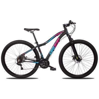 A linha Flower é um modelo exclusivamente feminino, sua geometria foi pensada para o uso da mulher, com top tube curvado facilia muito o uso no dia a