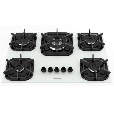 Fogão Cooktop 5 Bocas Mueller Tripla Chama - À Gás - Branco - BivoltO Cooktop 5 bocas Tripla Chama Mueller oferece beleza, modernidade e segurança par