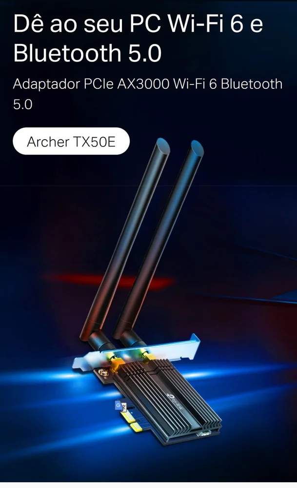 Imagem 3 de 5 do produto Adaptador Tp-link PCi Express, 3000mbps, Wi-fi 6, Bluetooth 5.0, Ax3000, Archer Tx50e
