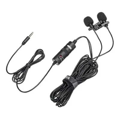 Microfone De Lapela Boya Duplo, Com Fio - BY-M1DM