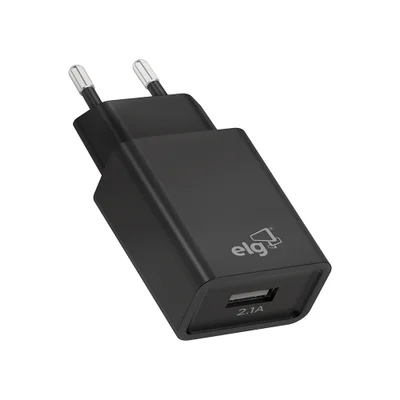 Carregador De Parede Usb Universal, 1 Porta Usb 2.1a 10.5w, Carga Rápida, Proteção Inteligente, Preto, Wc1apt, Elg