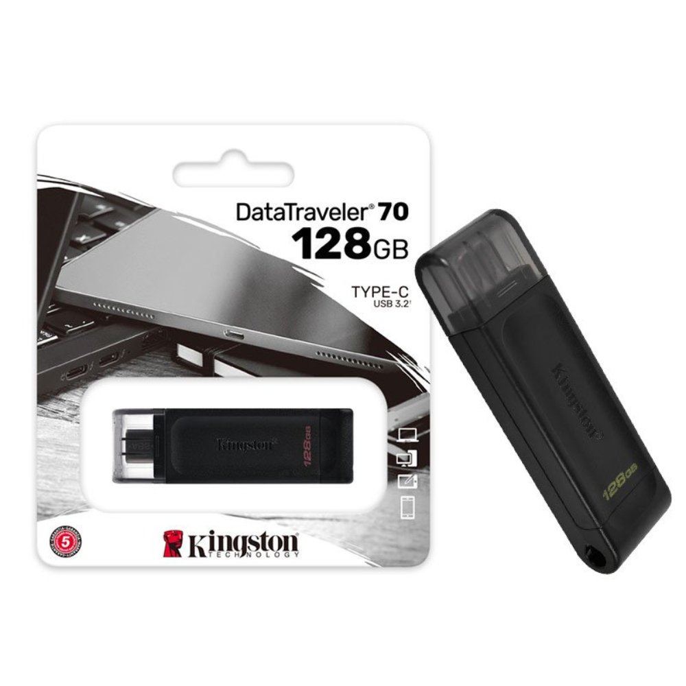 Pen Drive 128GB, Kingston Dt70, USB 3.2 Datatraveler 70, USB-C 3.2, Gen 1