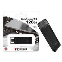 O Data Traveler 70 da Kingston é um pendrive USB-C portátil e leve que oferece velocidades de USB 3.2 geração 1 até 10X mais rápidas do que o USB 2.0.