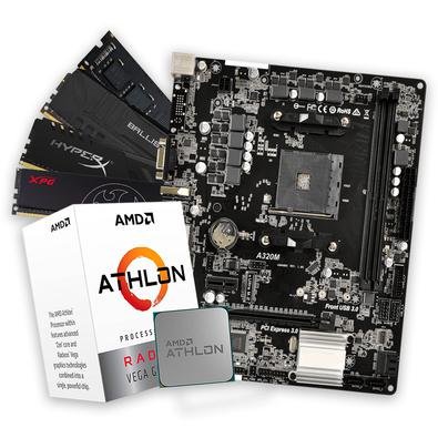 Kit Upgrade Processador AMD Athlon 3000G + Placa Mãe A320M* + Memória DDR4 8GB 2666MHzMelhore agora mesmo o seu PC com esse Kit Upgrade, combinado com