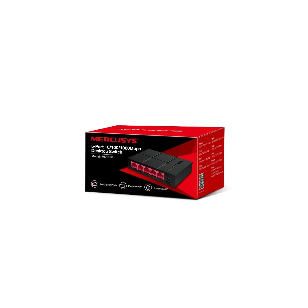 Imagem 5 de 5 do produto Mercusys, Hub Switch, 05p, Ms105g, 10/100/1000mbps