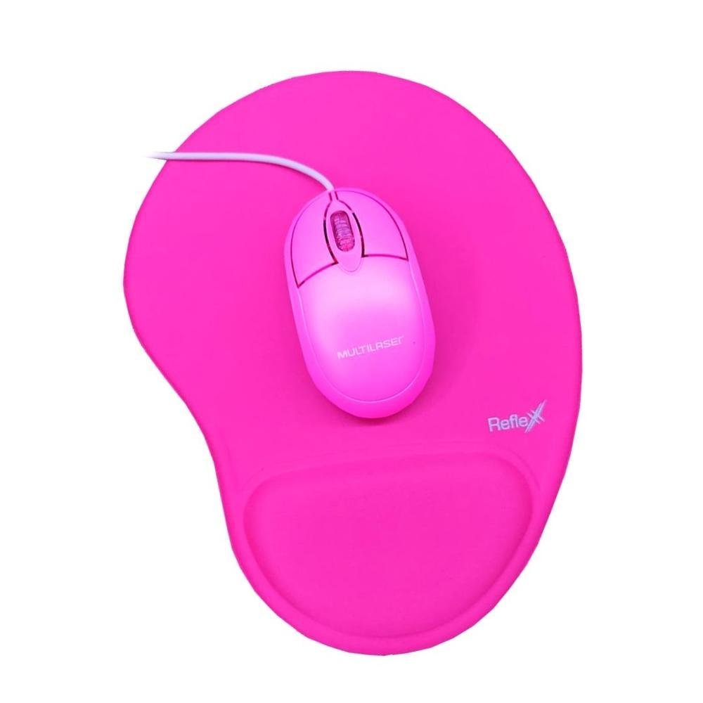 Kit Mousepad Ergonômico e Mouse Multi Pink - Mo304 Kit Mousepad Ergonômico e Mouse Multi Pink - Mo304