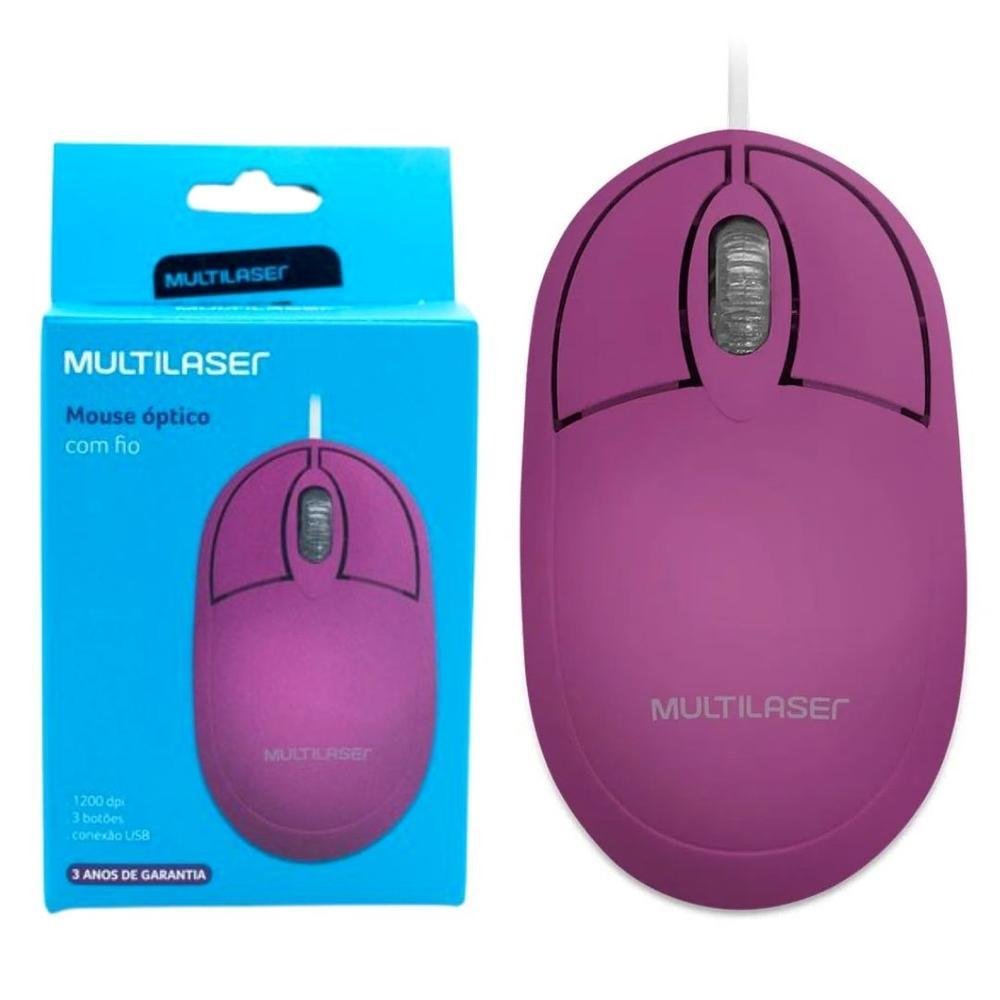 Kit Mousepad Ergonômico e Mouse Multi Pink - Mo304 Kit Mousepad Ergonômico e Mouse Multi Pink - Mo304