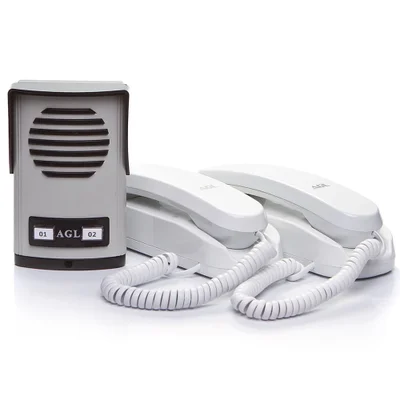 Kit Porteiro Eletrônico Coletivo 02 Pontos Agl Com 02 Interfones