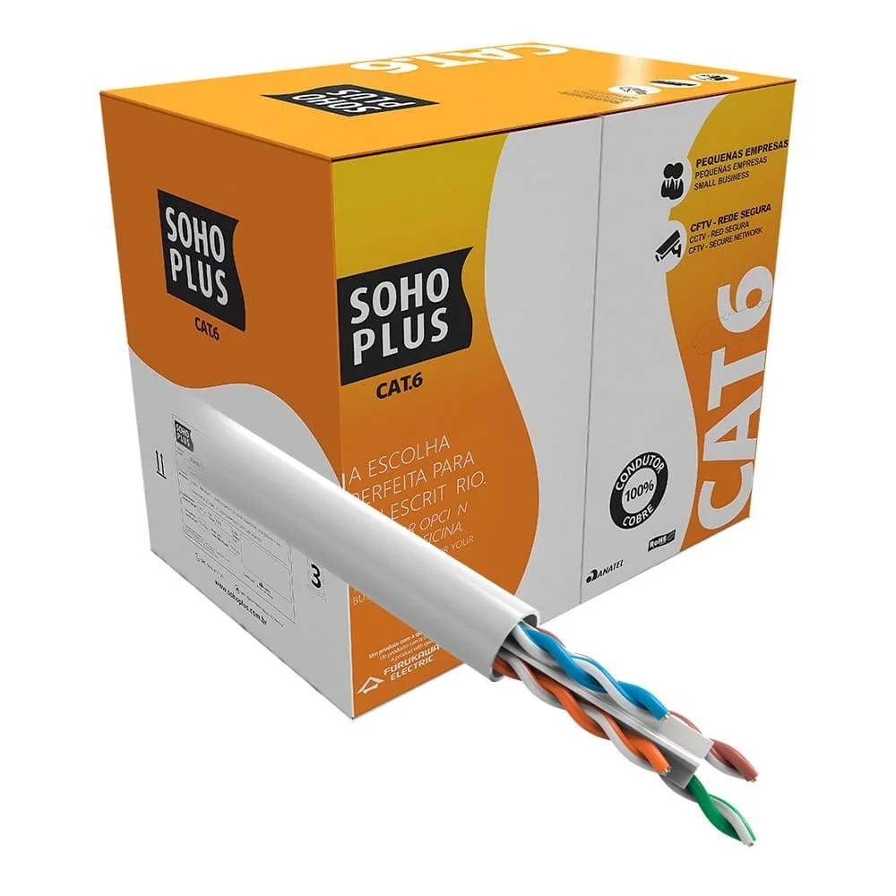 Cabo De Rede Sohoplus U/utp Cat6 305m  Branco - 23400199