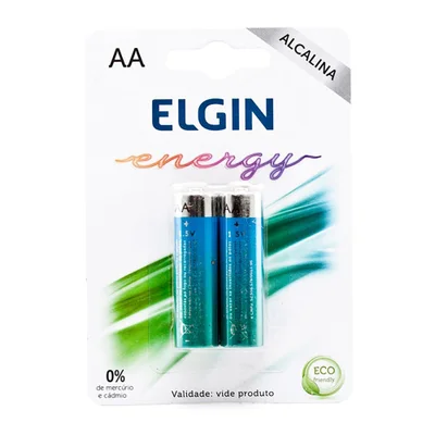 Pilha Alcalina Elgin Aa, 1.5v, Blister, Com 2 Unidades