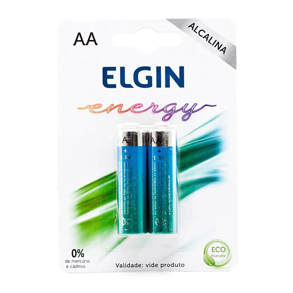 Pilha Alcalina Elgin Aa, 1.5v, Blister, Com 2 Unidades Pilha Alcalina Elgin Aa, 1.5v, Blister, Com 2 Unidades