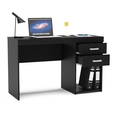 Mesa De Escritório Computador Malta 1,20m 2 Gavetas - Preto