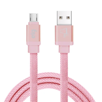 Cabo Micro Usb, Sincronização E Recarga 12w 2.4a, Tecido Reforçado, 1 Metro, Rosa, Cnv510pk, Elg