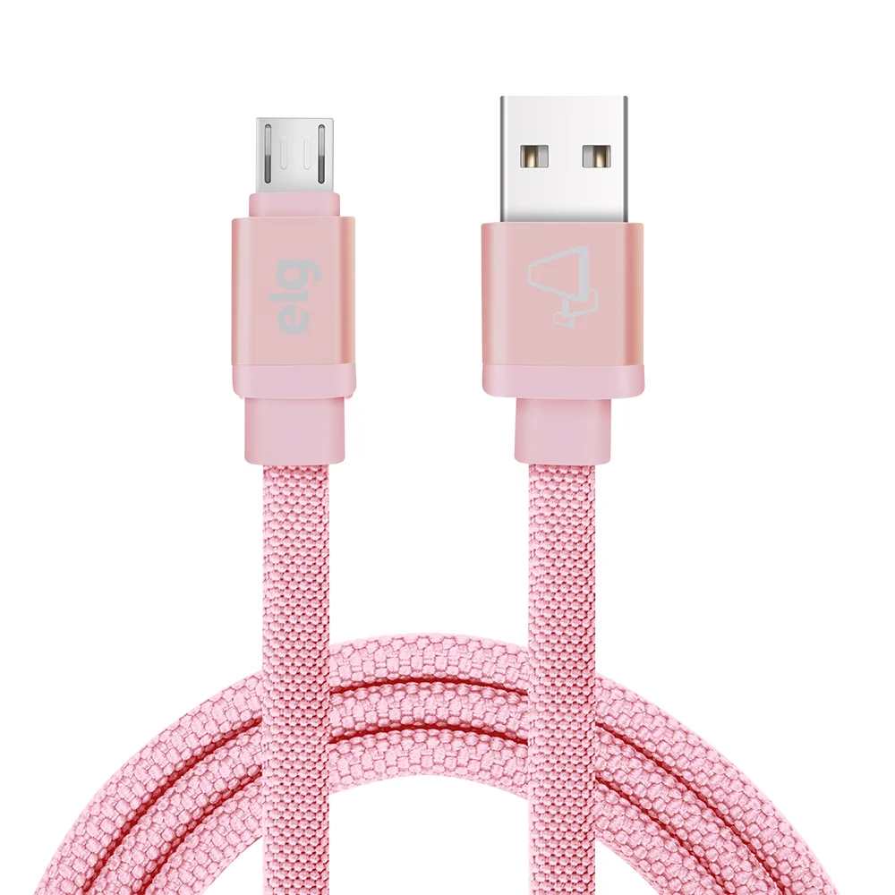 Cabo Micro Usb, Sincronização E Recarga 12w 2.4a, Tecido Reforçado, 1 Metro, Rosa, Cnv510pk, Elg