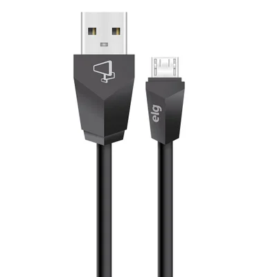 Cabo Micro Usb, Sincronização E Recarga 12w 2.4a, Textura Suave Ao Toque Com Blindagem, 1,8 Metro, Preto, M518, Elg