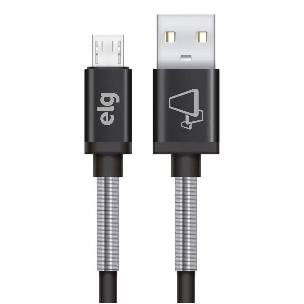 Cabo Micro Usb Elg Sp510bk Inox 1 Metro Cinza