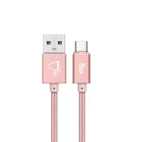 Cabo Usb Tipo-c, Carga Rápida 15w 3a, Nylon Trançado Flat, Ultra Flexível, 1 Metro, Rose Gold, Tc10brg, Elg