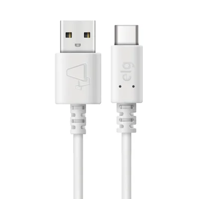 Cabo Usb Tipo-c, Sincronização E Carga Rápida 15w 3a, Textura Suave, 2 Metros, Branco, Tcusb2, Elg