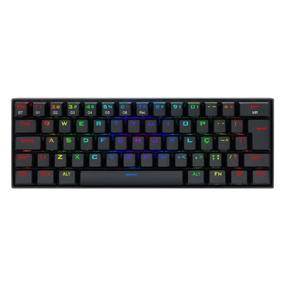 Teclado Gamer 60% Sem Fio Redragon Draconic, Preto, Switch Outemu Mk2 Brown, Abnt2, Bluetooth 5.0 - K530RGB (BROWN)