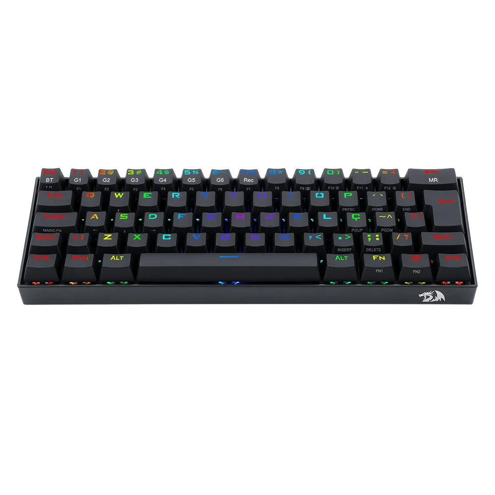 Teclado Gamer 60% Sem Fio Redragon Draconic, Preto, Switch Outemu Mk2 Brown, Abnt2, Bluetooth 5.0 - K530RGB (BROWN)
